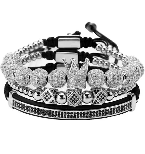 Imperial Crown King Mens Bracelet Pave CZ ，Gold Bracelets for Men Luxury Charm Fashion Cuff Bangle Crown Birthday Jewelry