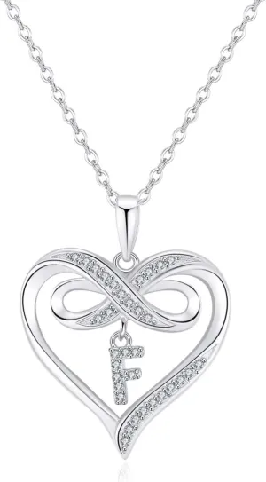 Infinity Heart Initial Necklaces for Women 925 Sterling Silver Infinity Initial Necklace Gifts for Women Dainty Heart Necklaces for Teen Girls