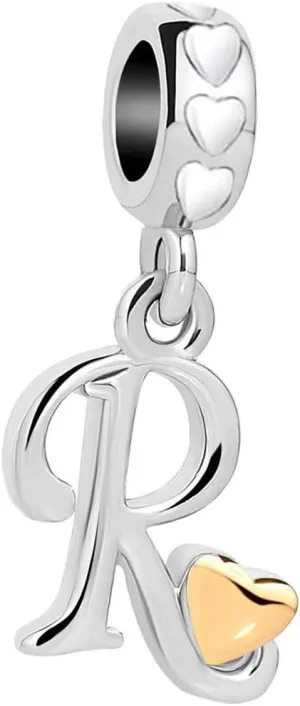 Initial Bracelets Charm Silver Love Heart Letter Charm for Bracelets for Women Daughter Granddaughter Friends Sisters Alphabet A-Z 