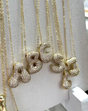 Initial CZ Waterdrop Necklace - 18K Gold Filled