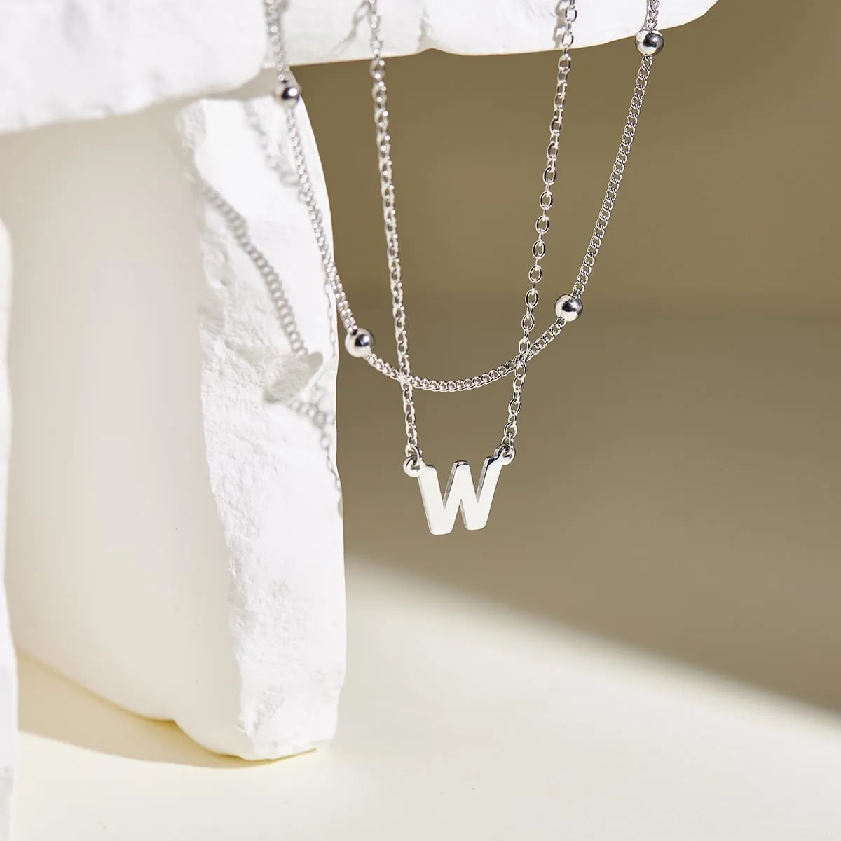 Initial Necklaces for Women 14K Gold Silver Plated Letter Jewelry Non Tarnish Layered Dainty Cute A-Z Pendant Choker Necklace Waterproof Trendy Name Necklace Personalized Jewelry Gift for Women