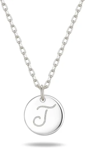 Initial Necklaces for Women 925 Sterling Silver Necklaces Dainty Letter Round Coin Disc Pendant Gold Silver Necklace Trendy Jewelry