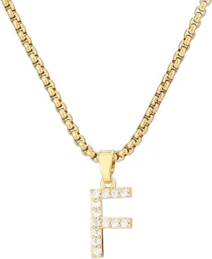 Initial Necklaces for Women Gold Plated Cubic Zirconia Chain Necklace Letter Pendant Initial Choker Necklace Gold Necklaces for Women