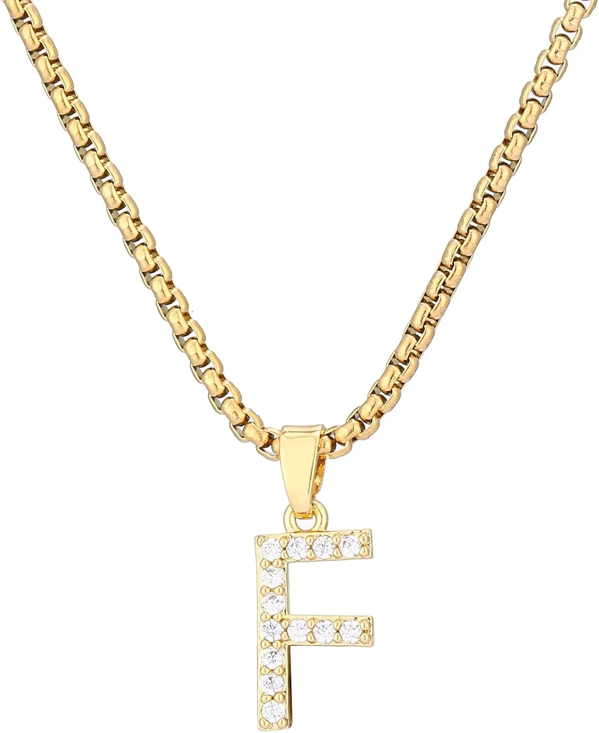 Initial Necklaces for Women Gold Plated Cubic Zirconia Chain Necklace Letter Pendant Initial Choker Necklace Gold Necklaces for Women