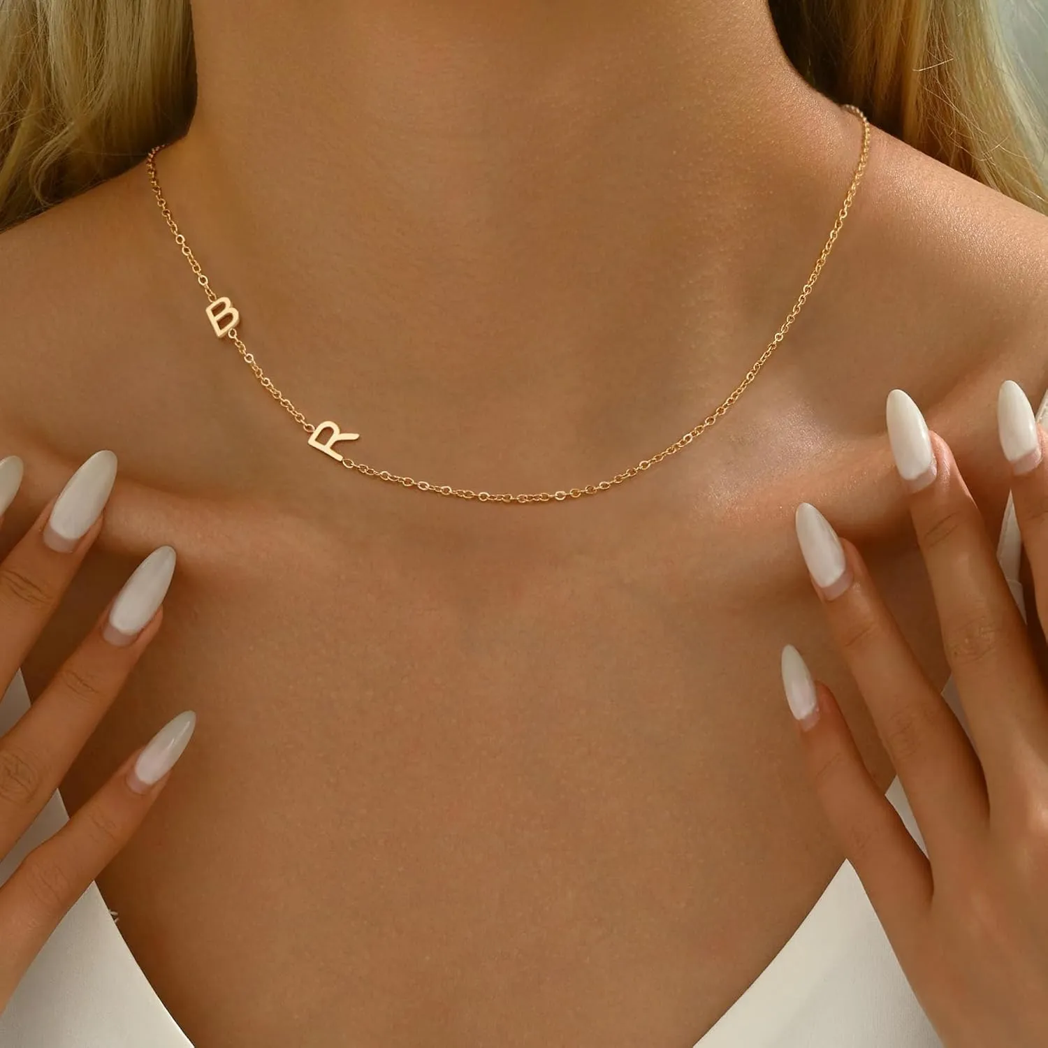 Initial Necklaces for WomenName Necklace Gold Sideways Dainty Initial Necklaces for Women 2 Initial Adjustable Gold Choker Necklace for GLfriend Friend Gifts for Adults Jewelry