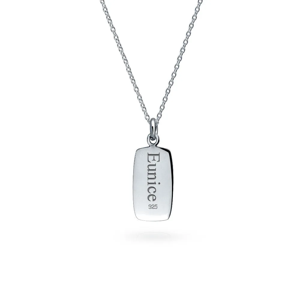 Inspirational Live Love Laugh Dog Tag Pendant Necklace in Sterling Silver