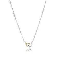 Interlocked hearts silver necklace with 14k