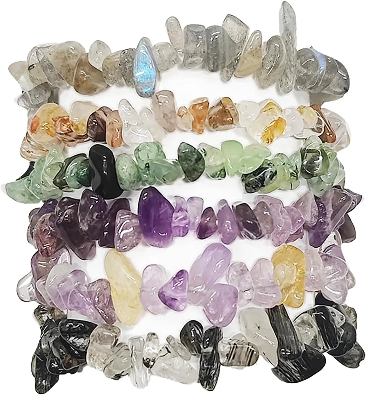Irregular Crystal Stone Bracelets for Women Stackable Natural Stone Stretch Beaded Bracelet