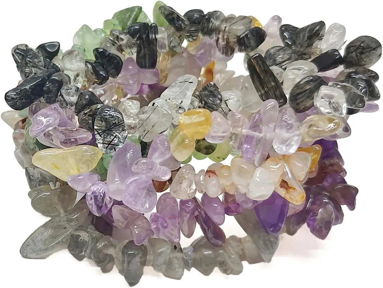 Irregular Crystal Stone Bracelets for Women Stackable Natural Stone Stretch Beaded Bracelet