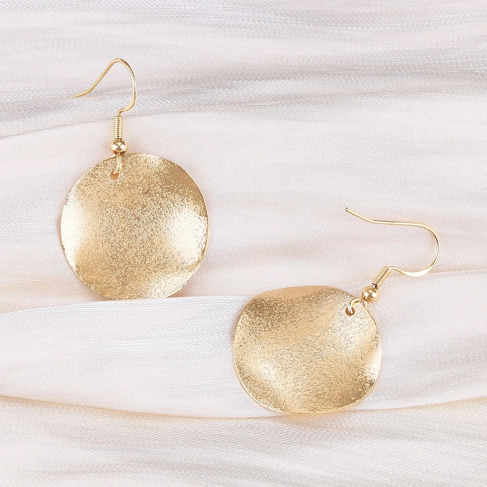 Irregular Round Drop Earrings | Minimalist Curved Earrings | Hypoallergenic Jewelry