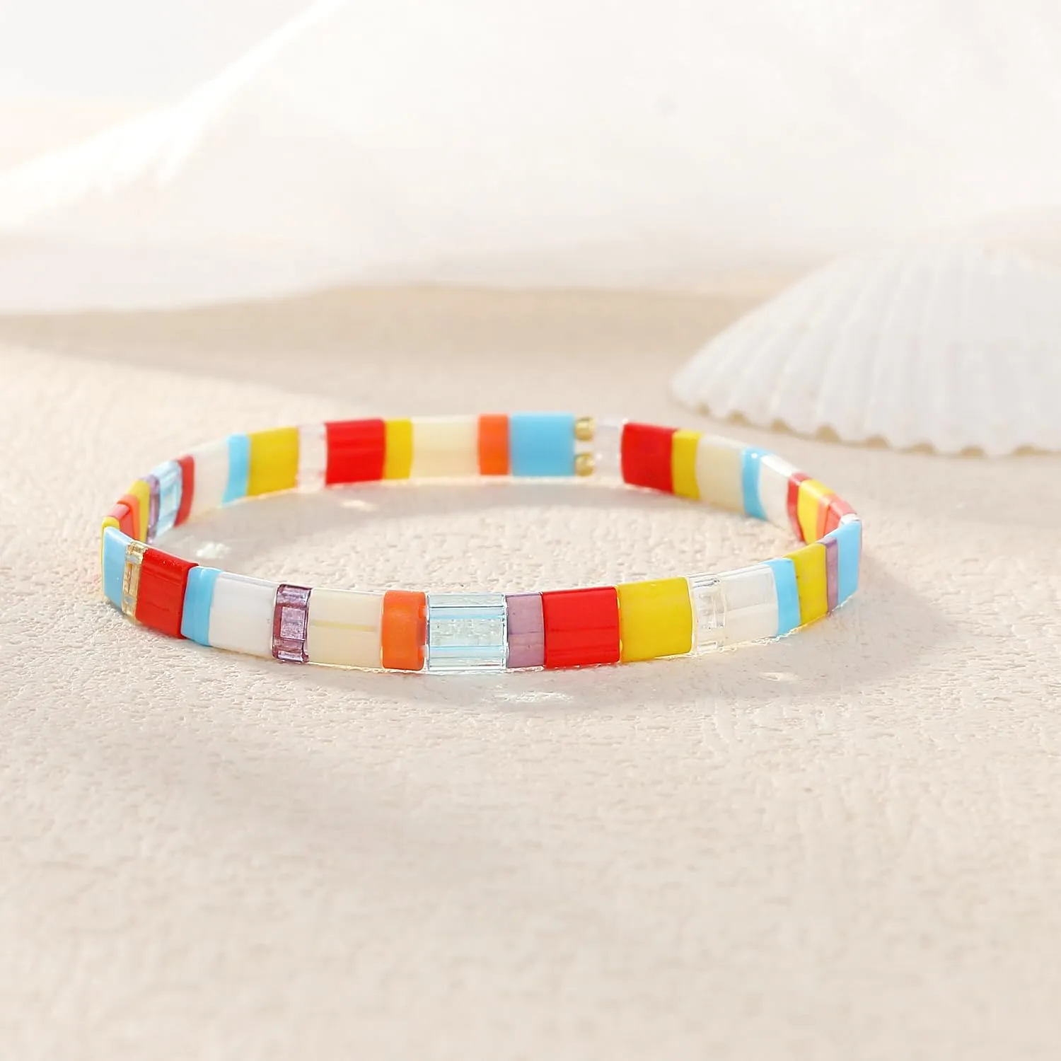 KELITCH Women Bracelets Colorful Tila Beads Stackable Stretch Friendship Bracelets