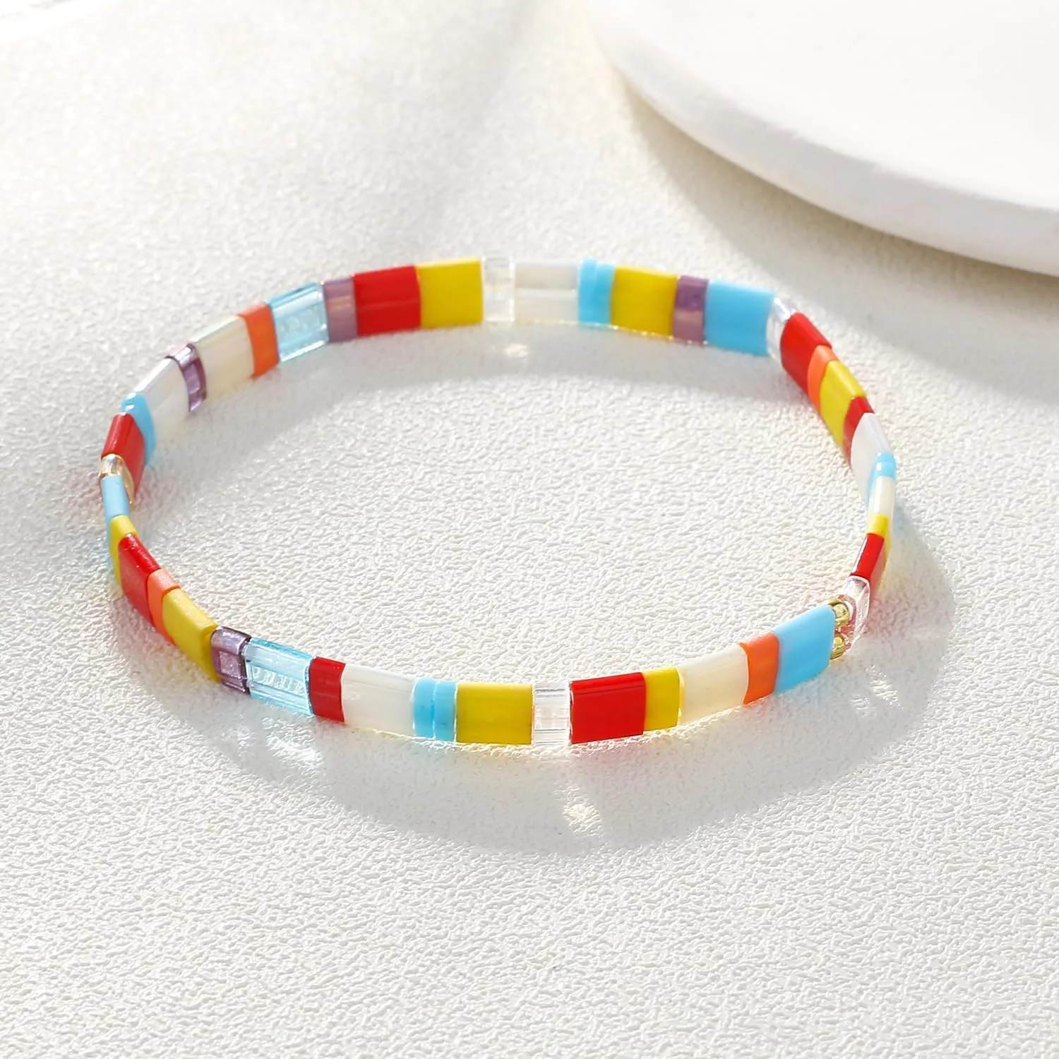 KELITCH Women Bracelets Colorful Tila Beads Stackable Stretch Friendship Bracelets