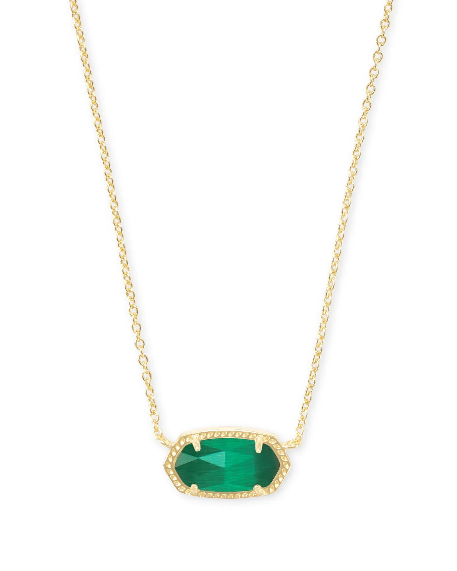 Kendra Scott Elisa Short Pendant Necklace - Gold/Emerald Cats Eye