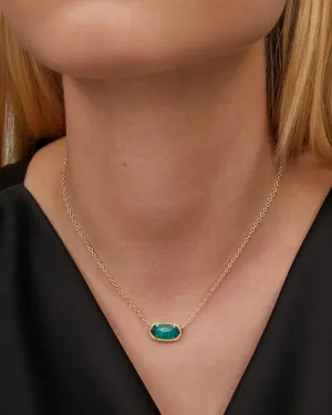 Kendra Scott Elisa Short Pendant Necklace - Gold/Emerald Cats Eye