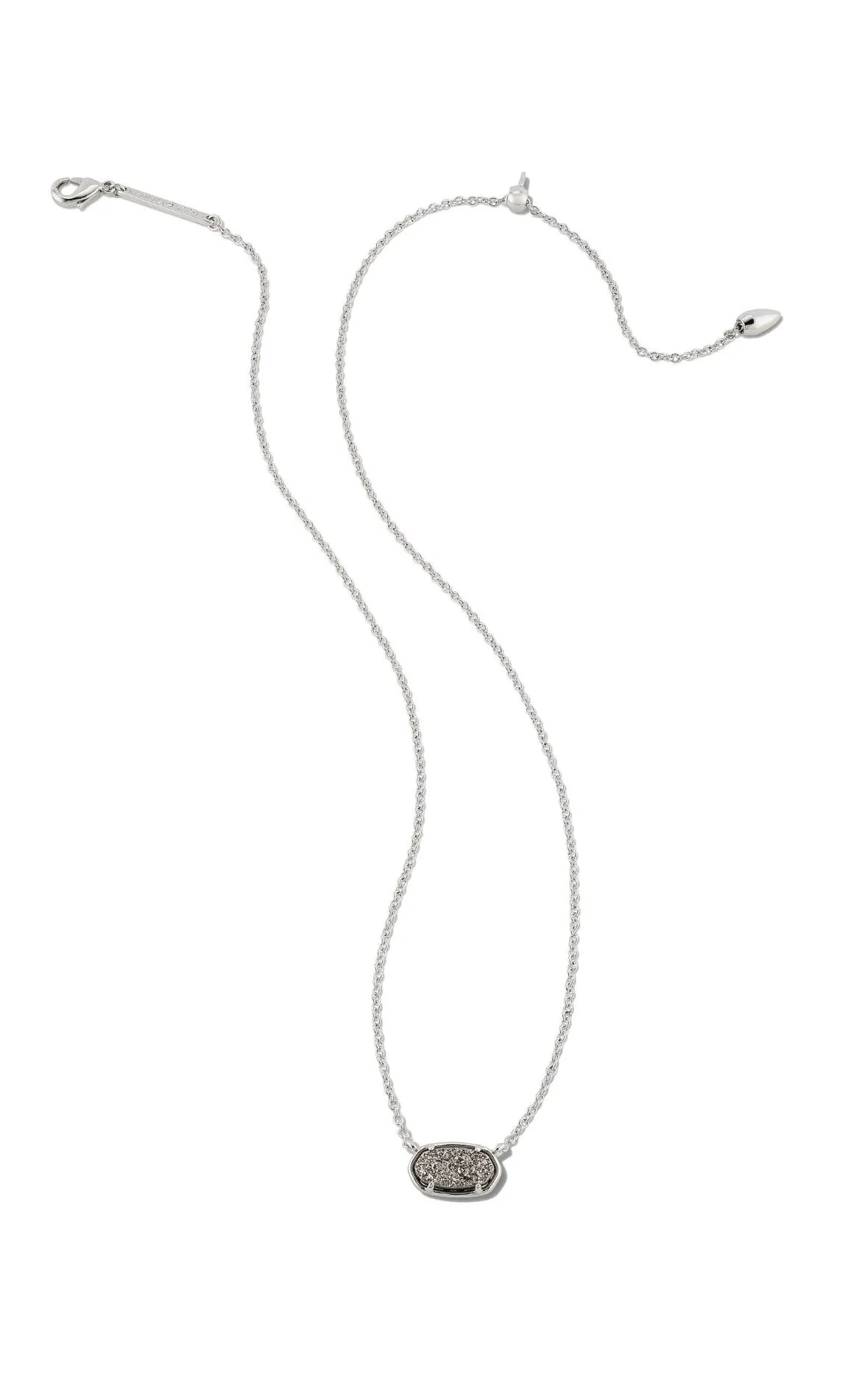 Kendra Scott: Grayson Short Pendent Necklace in Silver Platinum Drusy