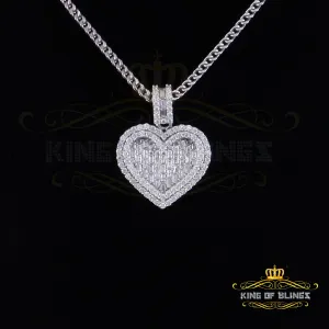 King Of Bling's 925 Sterling White Silver Heart Pendant 7.50ct VVS D Clr Moissanite for He/She.