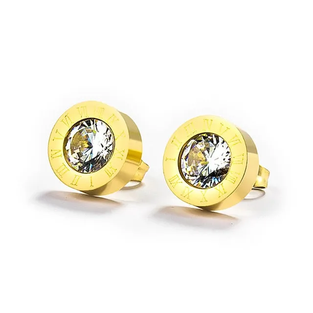 Korean Simple Statement Earrings Stainless Steel Stud Earrings