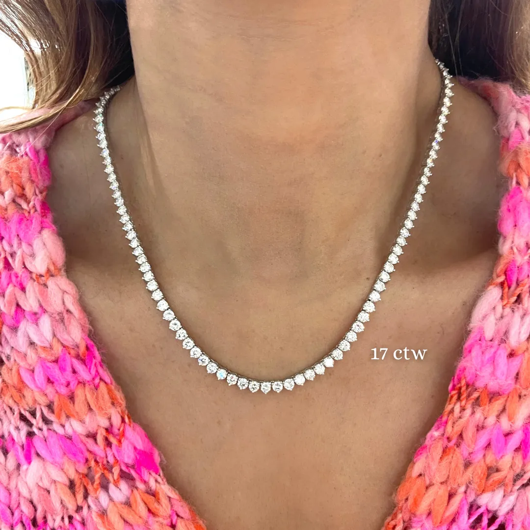 Kylan Three Prong Diamond Tennis Necklaces