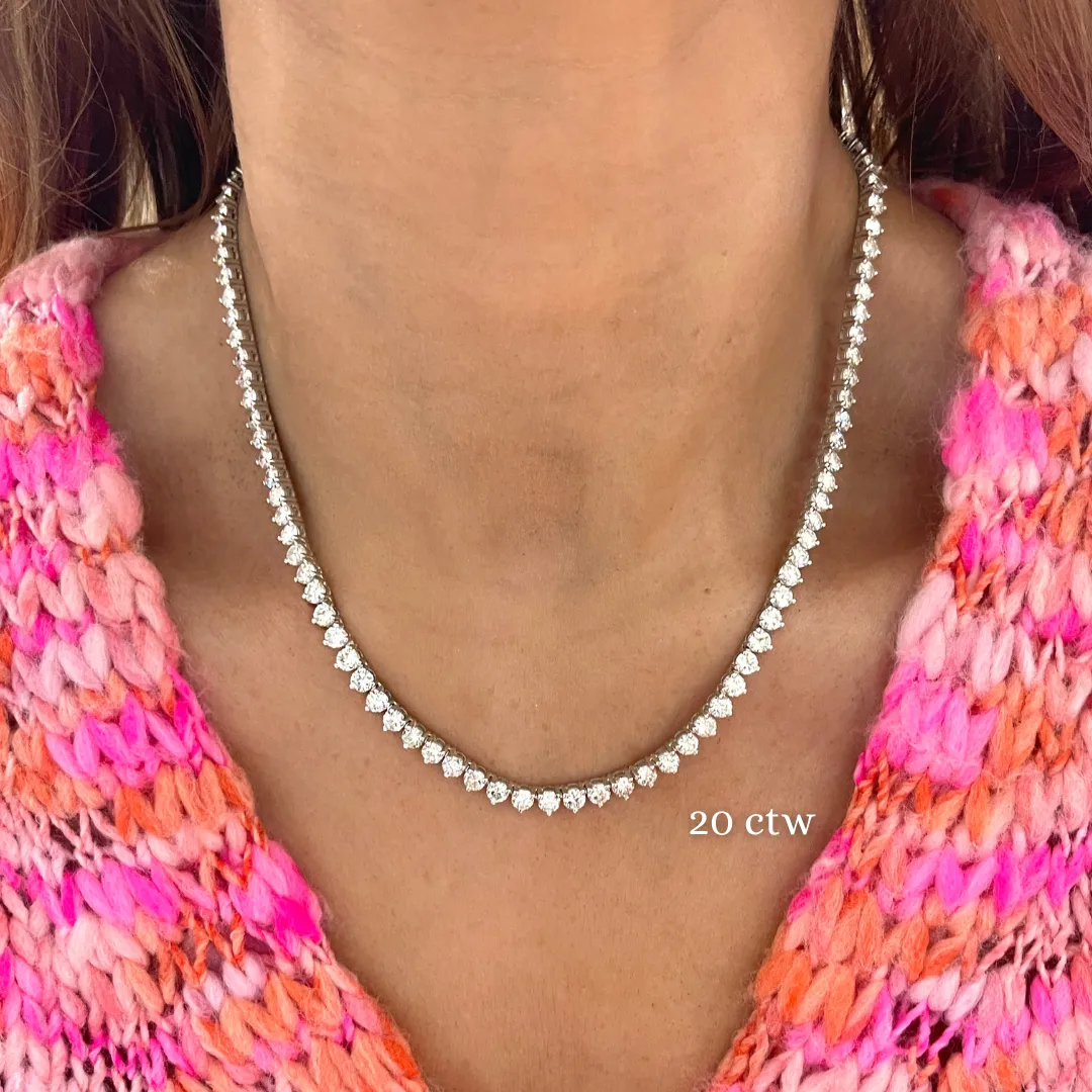 Kylan Three Prong Diamond Tennis Necklaces