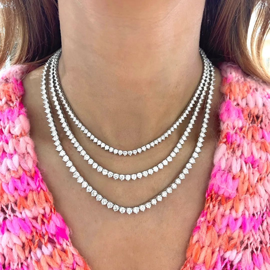 Kylan Three Prong Diamond Tennis Necklaces
