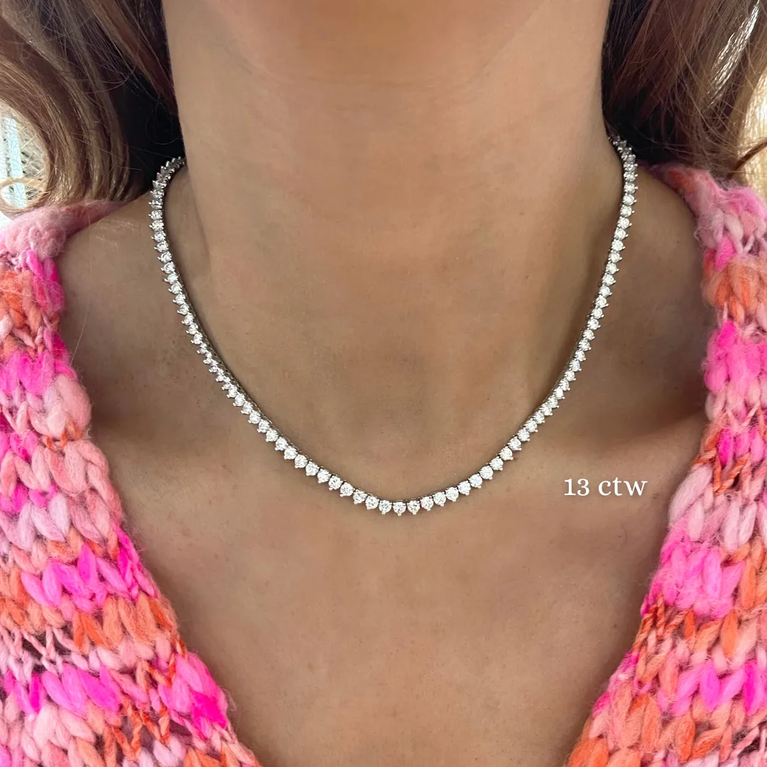 Kylan Three Prong Diamond Tennis Necklaces