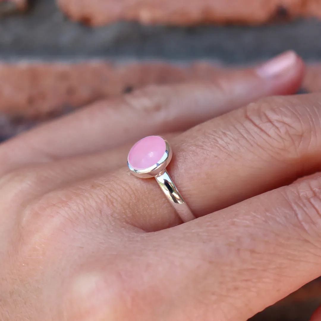 La Stèle Rose Quartz Circle Ring W/S