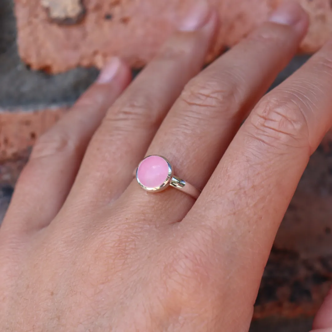 La Stèle Rose Quartz Circle Ring W/S