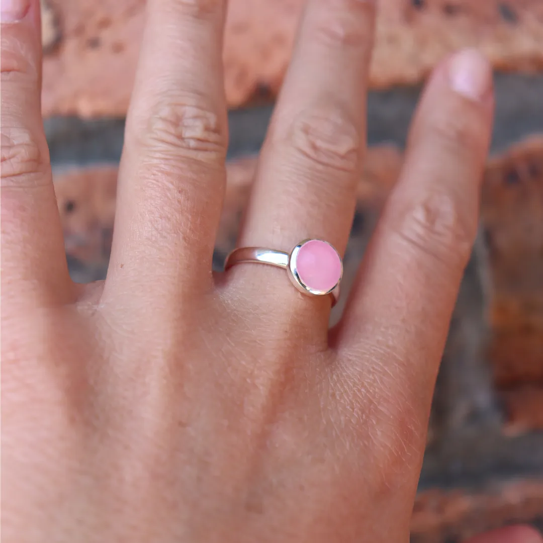 La Stèle Rose Quartz Circle Ring W/S