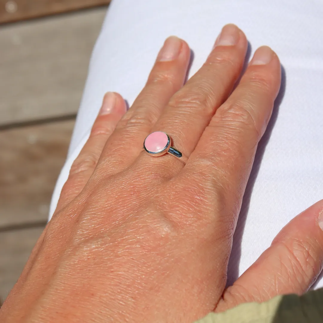 La Stèle Rose Quartz Circle Ring W/S