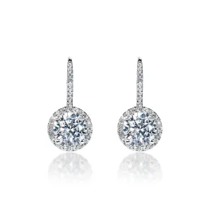Lachina 4 Carat F VS2 Round Brilliant Lab-Grown Leverback Diamond Earrings in 18k White Gold