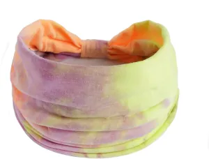 Ladies Bandanas Women Casual Tie Dye Rainbow Color Widening Yoga Hairband Sports Elastic Sweat (Yellow, One Size)