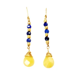 Lapis Yellow Jade Earrings