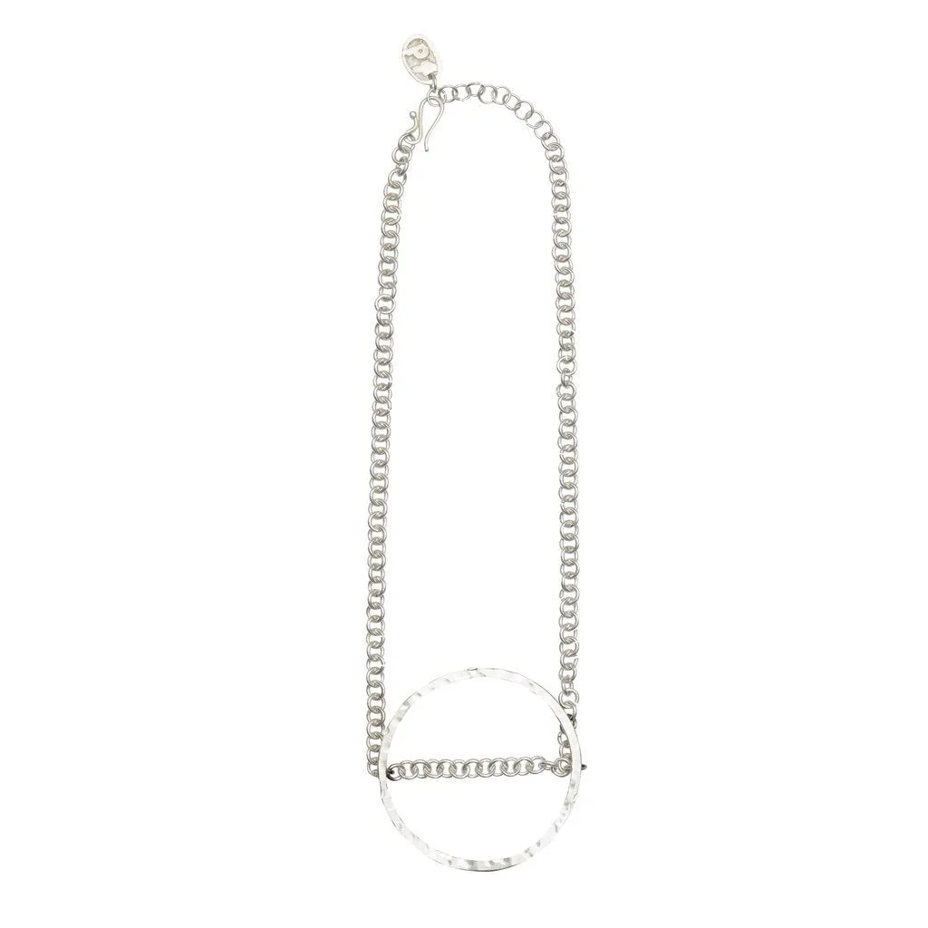 Large Circle Necklace in Silver