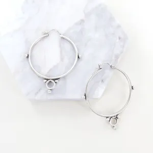 Large Hoops with Ring and Ball - Sterling Silver