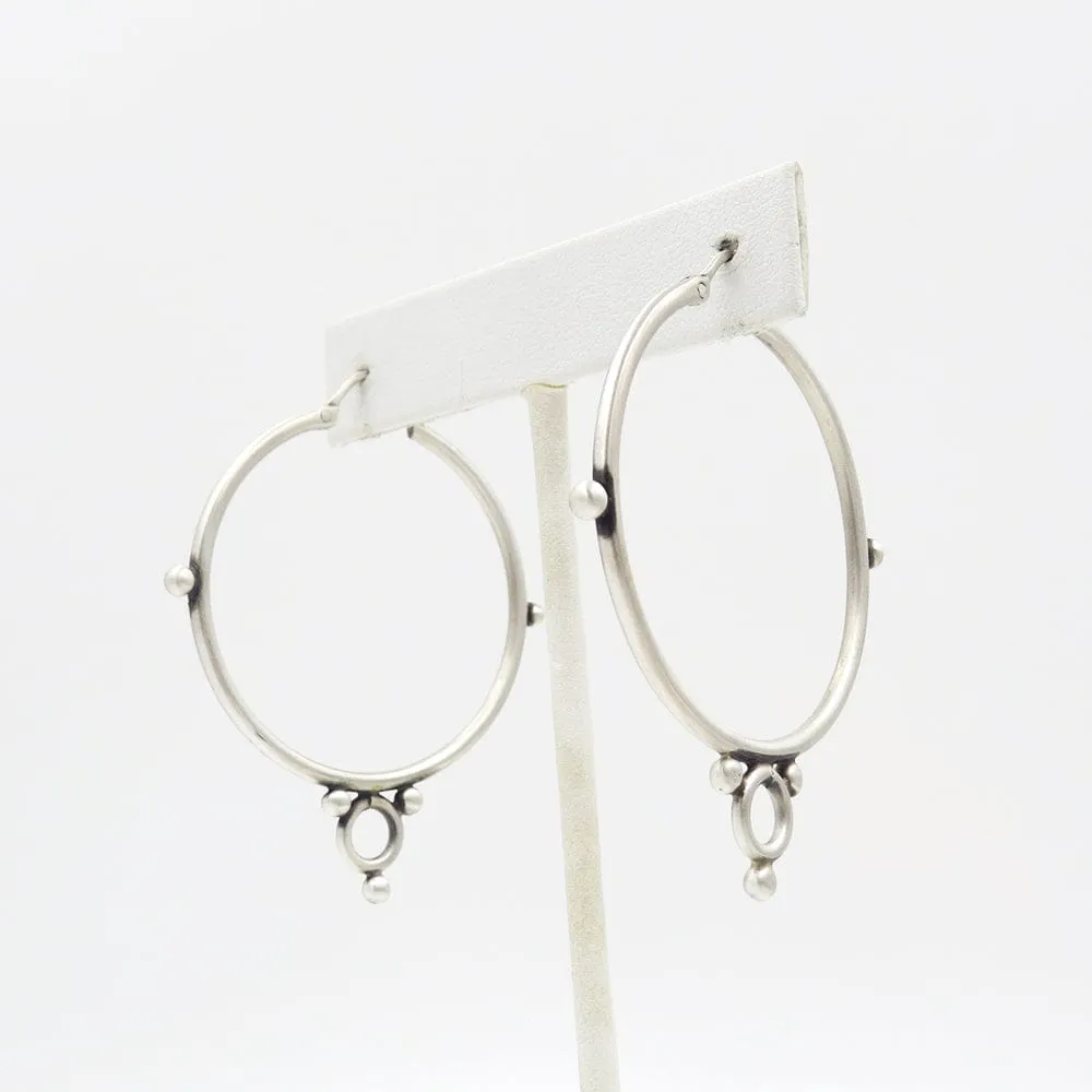 Large Hoops with Ring and Ball - Sterling Silver