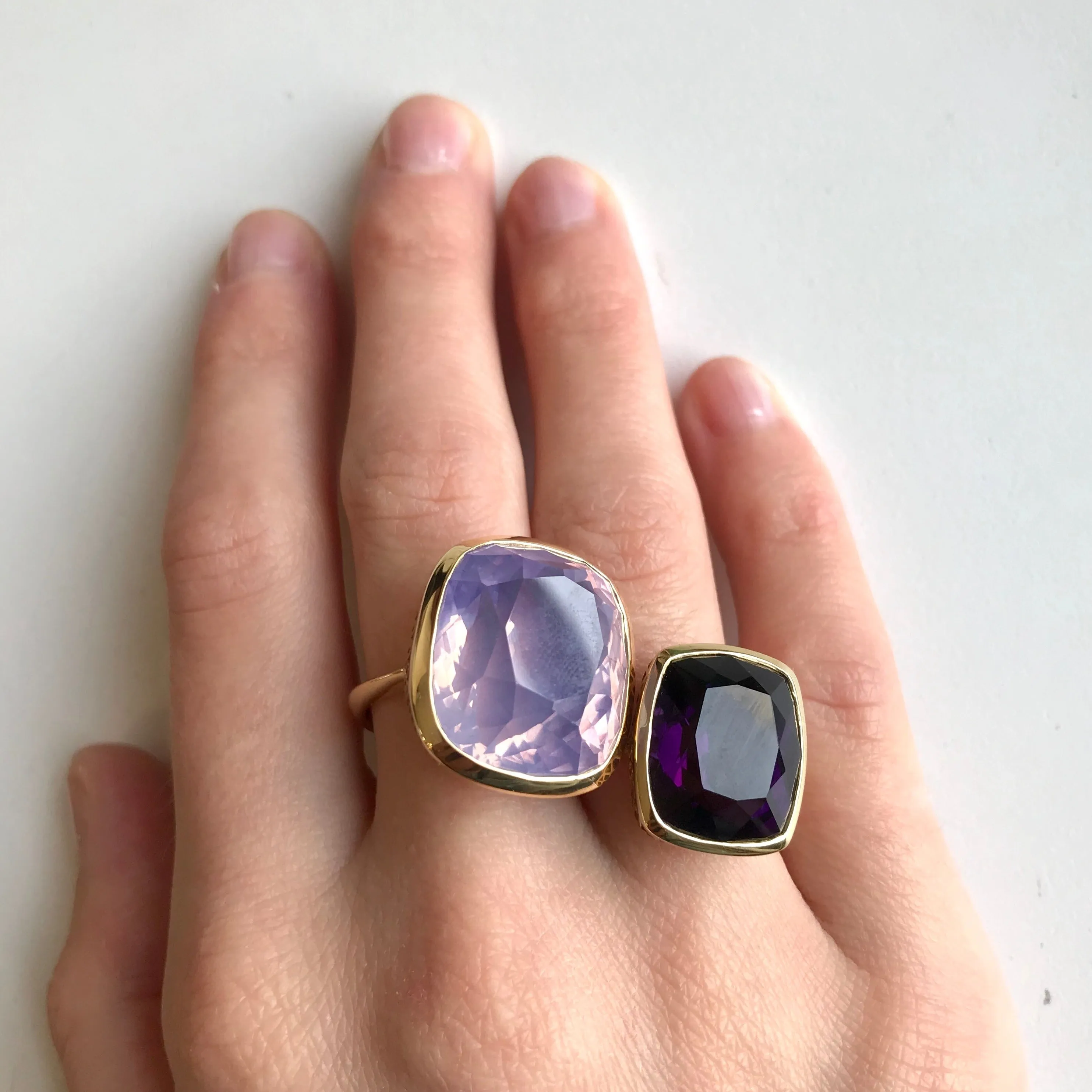 Large Lavender Moon Quartz Ring
