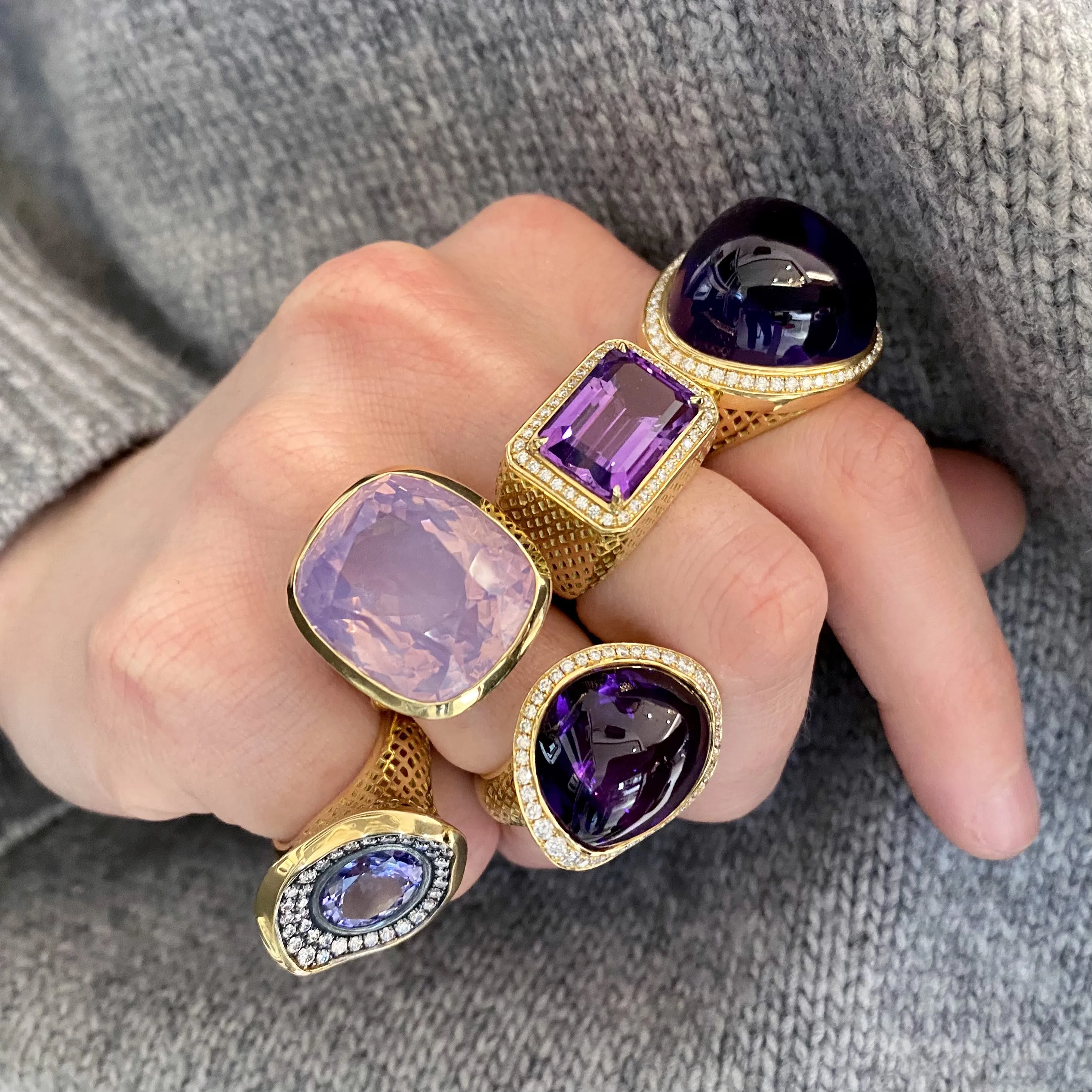 Large Lavender Moon Quartz Ring