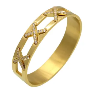 Latest design Luxurious Jewelry X Bracelets Cross CZ Diamond Paved Cuff Bangle For Women 18k Gold Plated Fashion Wrist Jewelry Latest design Luxurious Jewelry X Bracelets Cross CZ Diamond Paved Cuff Bangle For Women 18k Gold Plated Fashion Wrist Jewelry