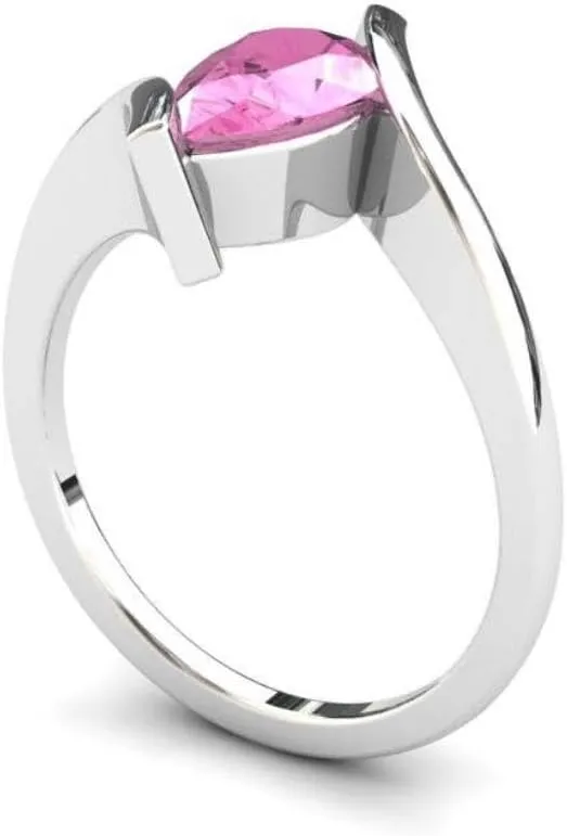 Lavish Pear Cut Pink Sapphire Natural Gemstone 925 Sterling Silver Ring For Her