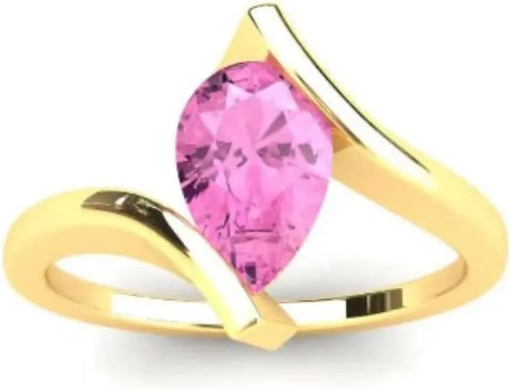 Lavish Pear Cut Pink Sapphire Natural Gemstone 925 Sterling Silver Ring For Her
