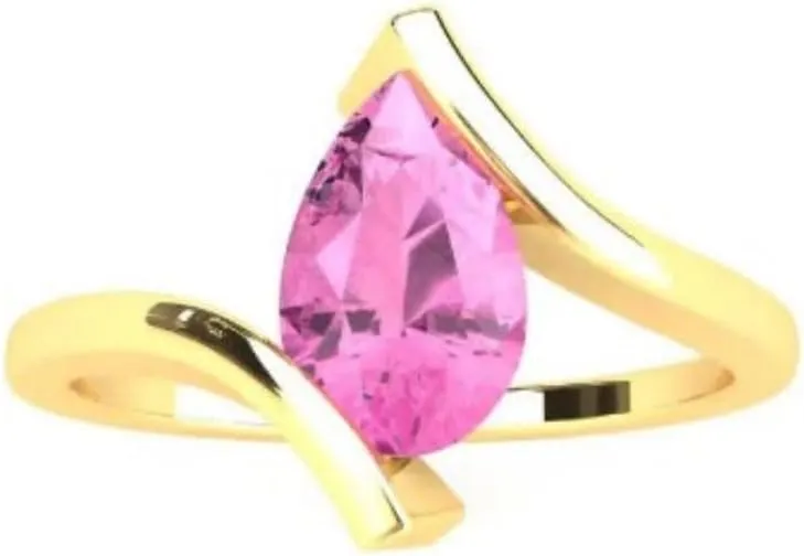 Lavish Pear Cut Pink Sapphire Natural Gemstone 925 Sterling Silver Ring For Her