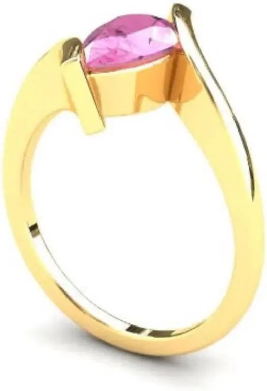 Lavish Pear Cut Pink Sapphire Natural Gemstone 925 Sterling Silver Ring For Her