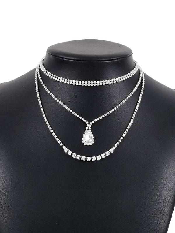 Layered Rhine Stones Normcore Necklaces Accessories