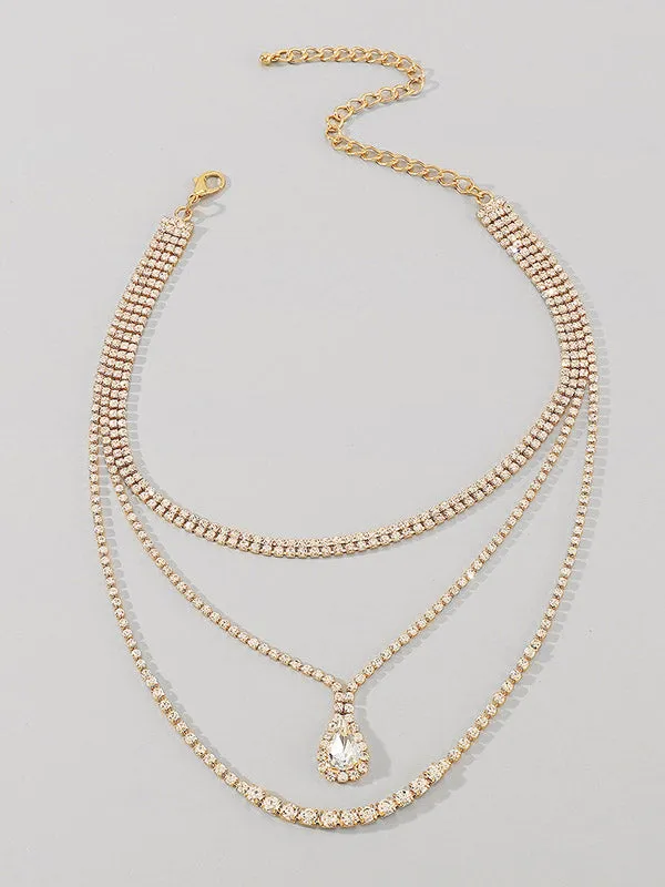 Layered Rhine Stones Normcore Necklaces Accessories