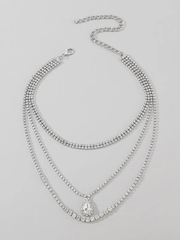 Layered Rhine Stones Normcore Necklaces Accessories