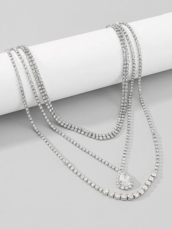 Layered Rhine Stones Normcore Necklaces Accessories