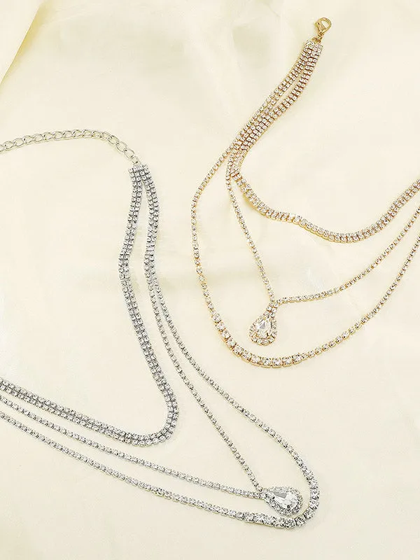 Layered Rhine Stones Normcore Necklaces Accessories