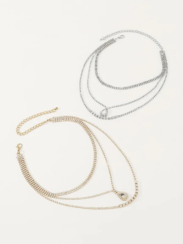 Layered Rhine Stones Normcore Necklaces Accessories