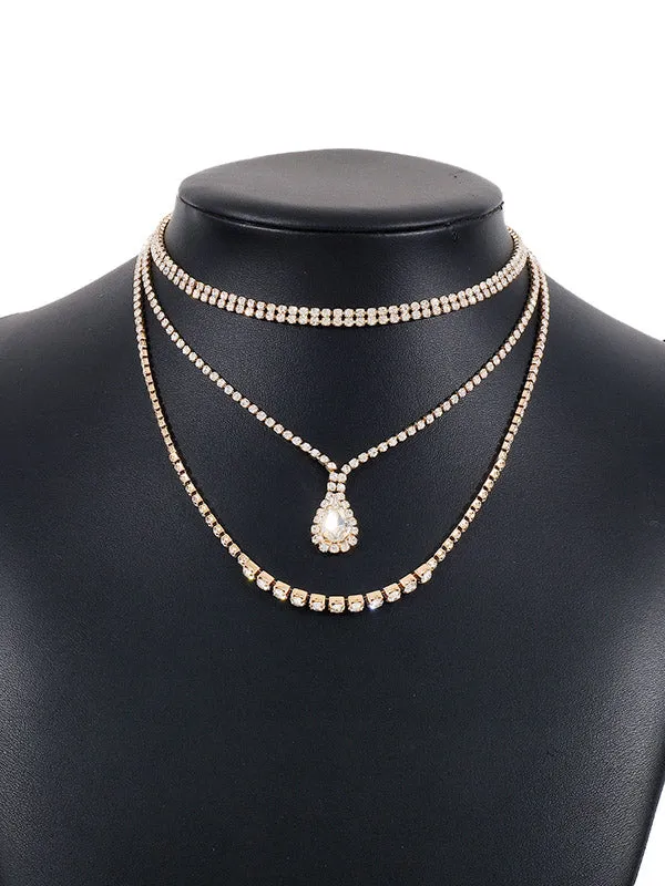 Layered Rhine Stones Normcore Necklaces Accessories