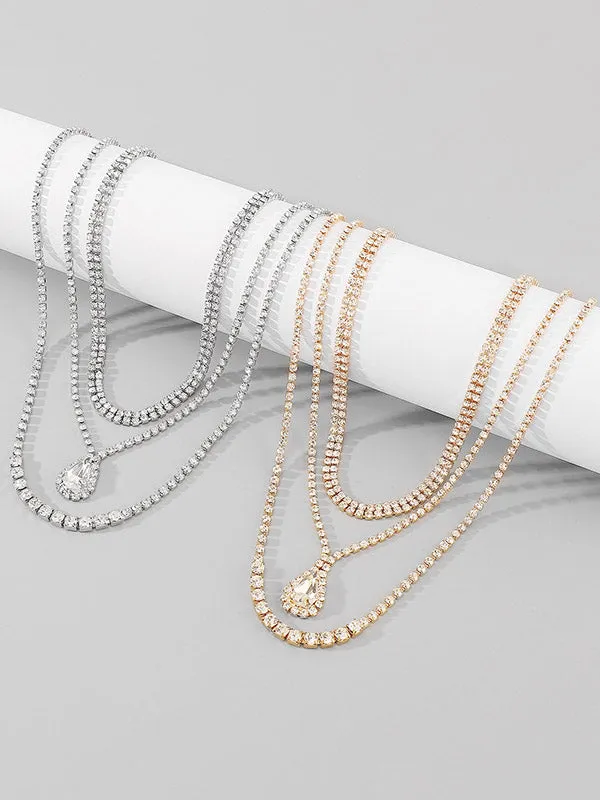 Layered Rhine Stones Normcore Necklaces Accessories